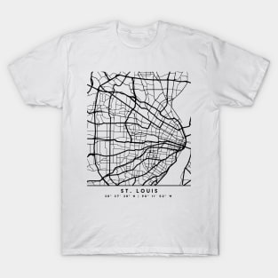 ST LOUIS MISSOURI BLACK CITY STREET MAP ART T-Shirt